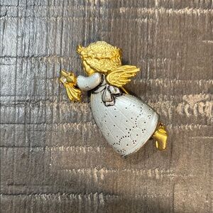 Vintage Angel Brooch with Gold Accents